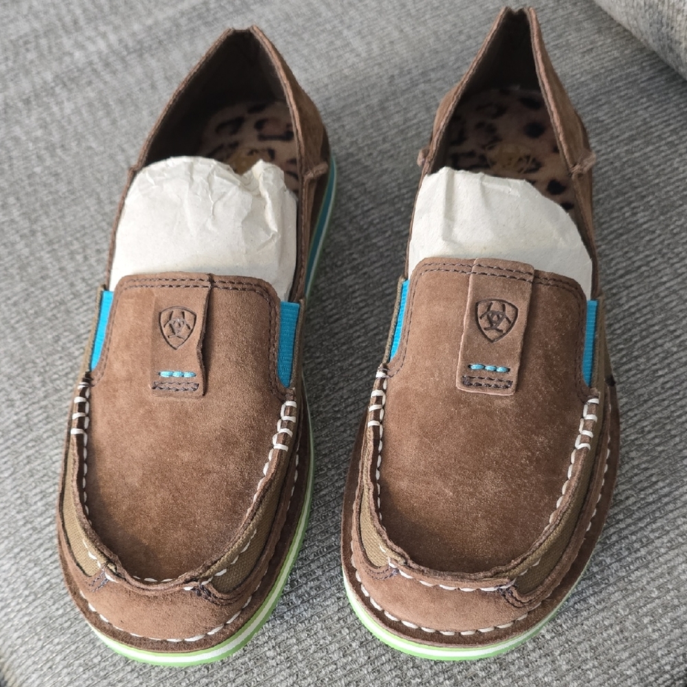 Ariat Brown Leather Leopard Print Insoles Cruisers Size 6.5B